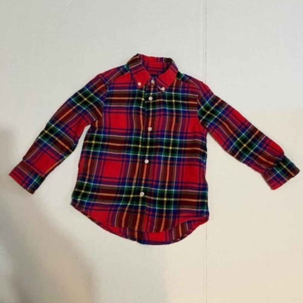 Ralph Lauren Boys Flannel Red Plaid Button Down Shirt 3T